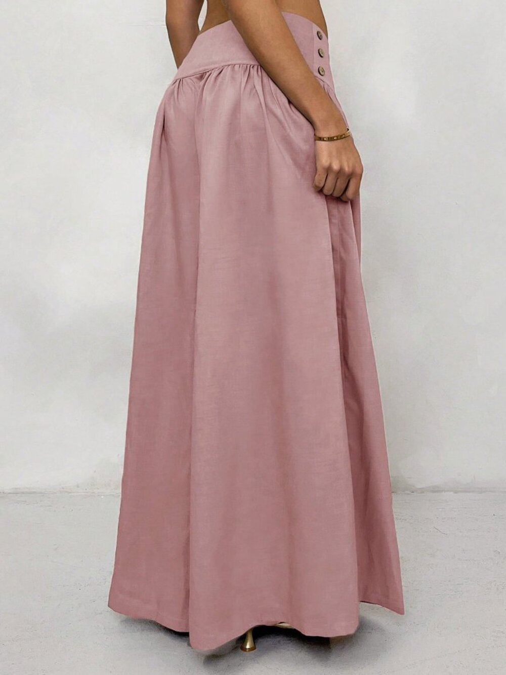 Pink Casual Women's Low-Waist Wide-Leg Pants - Picture 2 of 4